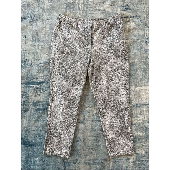 Ruby Rd Gray Snake Print Cropped Denim Jeans Size 10 - Picture 1 of 6